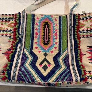 America & Beyond Tribal Hand-Beaded Tote Bag